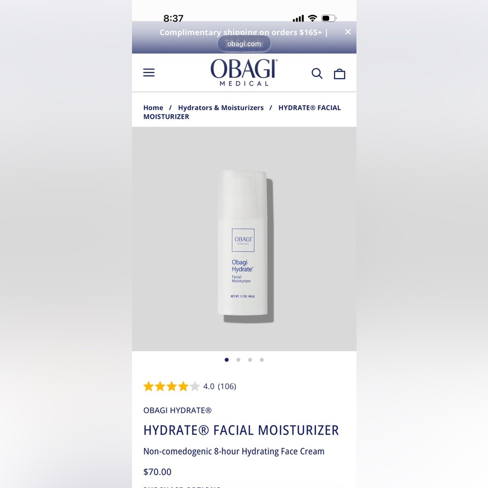 Obagi Hydrate Facial Moisturizer 1.7oz - Picture 7 of 8